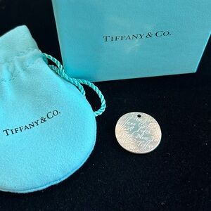 Tiffany & Co. Silver Engraved Pendant with gift bag and box